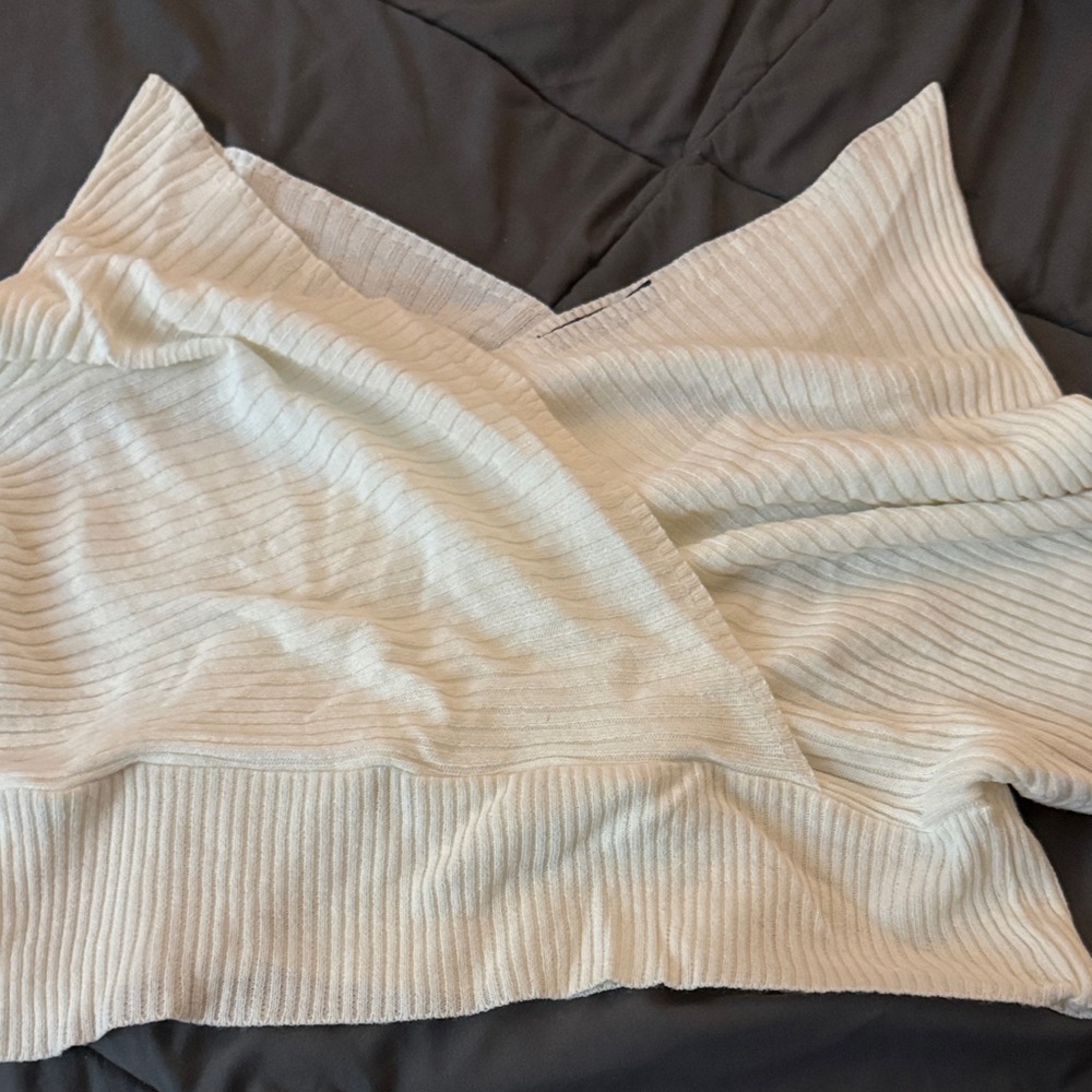 PrettyLittleThing Beige Off-the-Shoulder Sweater - Picture 2 of 6